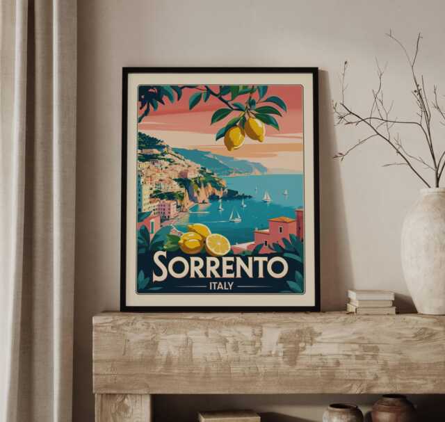 Sorrento Italy Travel Poster, Coastal Seaside Print - image 1