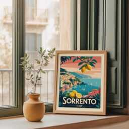 Sorrento Italy Travel Poster, Coastal Seaside Print - thumbnail 2