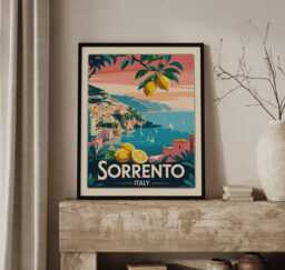 Sorrento Italy Travel Poster, Coastal Seaside Print
