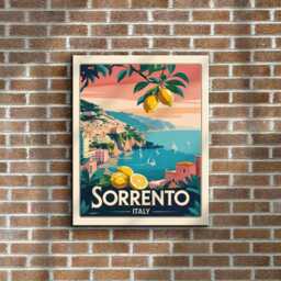 Sorrento Italy Travel Poster, Coastal Seaside Print - thumbnail 3