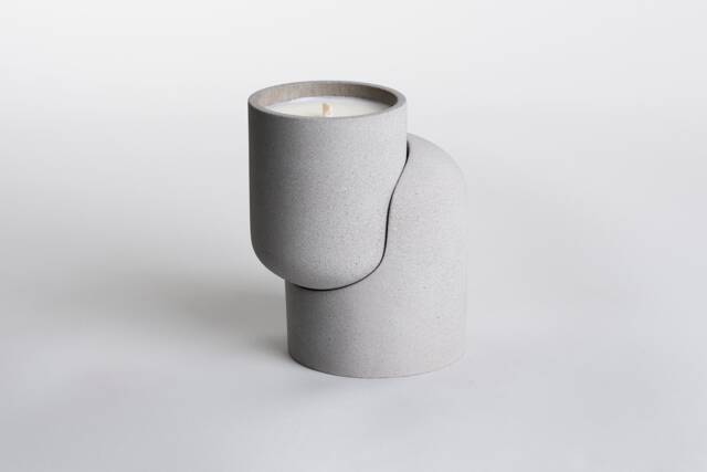 Duo Gray Organic Concrete Candle - Essential Oils Beton Hand Crafted Vegan Reusable Container Eco Friendly Aromatherapy - image 1