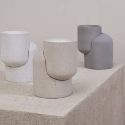 Duo Gray Organic Concrete Candle - Essential Oils Beton Hand Crafted Vegan Reusable Container Eco Friendly Aromatherapy - thumbnail 3