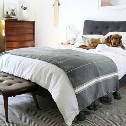 Moroccan Blankets, Pom Blanket, Woven Throws Blanket, Tassels Blanket, Cotton Bed Spread, King Cover - thumbnail 2