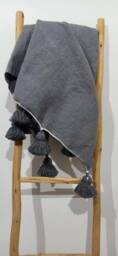Moroccan Blankets, Pom Blanket, Woven Throws Blanket, Tassels Blanket, Cotton Bed Spread, King Cover - thumbnail 1