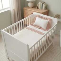 Lace Or Piping Trim Cot Sheet Set - Handmade Baby Bedding - thumbnail 4