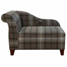 Handmade Tartan Storage Chaise Longue Sophie Check Chocolate Fabric - thumbnail 3