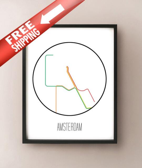 Amsterdam, Netherlands - Minimalist Metro Subway Art Print Amsterdamse Metro - image 1