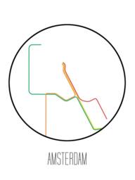 Amsterdam, Netherlands - Minimalist Metro Subway Art Print Amsterdamse Metro - thumbnail 3