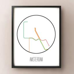 Amsterdam, Netherlands - Minimalist Metro Subway Art Print Amsterdamse Metro - thumbnail 2