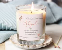 First Mothers Day Gift, New Mum Personalised Candle, Time Mother's Custom Gift For