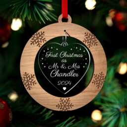 Personalised First Christmas As Mr & Mrs Decoration Ornament - 1st Married & Wedding Gifts With Red Bag - thumbnail 1