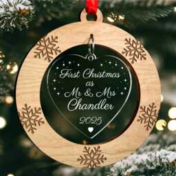 First Christmas As Mr & Mrs Ornament - Personalised 1st Married Decoration With Red Bag - thumbnail 2