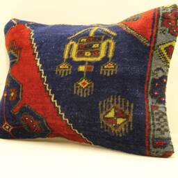 Throw Lumbar Rug Pillow, 14x20 in - 35x50 cm Boho Pillowcover Kilim Cushion Cover, Tribal Pillow 4Bef-488 - thumbnail 3