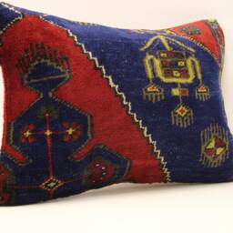 Throw Lumbar Rug Pillow, 14x20 in - 35x50 cm Boho Pillowcover Kilim Cushion Cover, Tribal Pillow 4Bef-488 - thumbnail 2