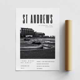 st Andrews Golf Poster - Black & White Wall Art - Home Of Print Old Course Scotland Gift For Him Father's Day - thumbnail 3