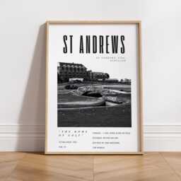 st Andrews Golf Poster - Black & White Wall Art - Home Of Print Old Course Scotland Gift For Him Father's Day - thumbnail 2