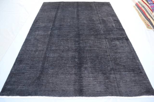6x8 Black Gabbeh Area Rug - Modern Afghan Hand Knotted Veg Dyes Soft Wool Rug For Living Room - Office Rug Oriental Boho Contemporary - image 1