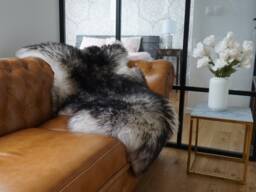 Original Black & White Rug Mouflon Genuine Natural Sheepskin Rugs Rug Throw Carpet Outdoor , Shag