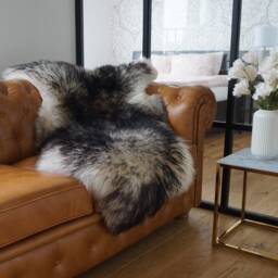 Original Black & White Rug Mouflon Genuine Natural Sheepskin Rugs Rug Throw Carpet Outdoor , Shag - thumbnail 2