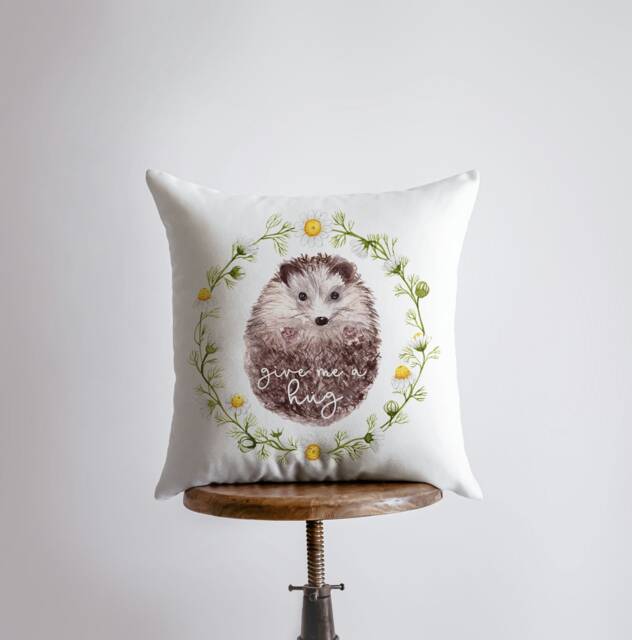 Give Me A Hug - Hedgehog Pillow Cover Throw Sister Gift Christmas Fall Decor Farmhouse Room Mom - image 1