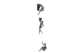 Large X3 Antique-Silver Rock Climber Figurines - 1X One-Handed, Two-Handed & 1 Abseiling Man- Wall Hanging Sculptures Statue Ornament Cde - thumbnail 1