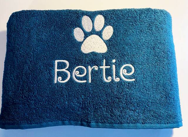 Personalised Paw Print Towel Custom Embroidered Pet Gift - image 1