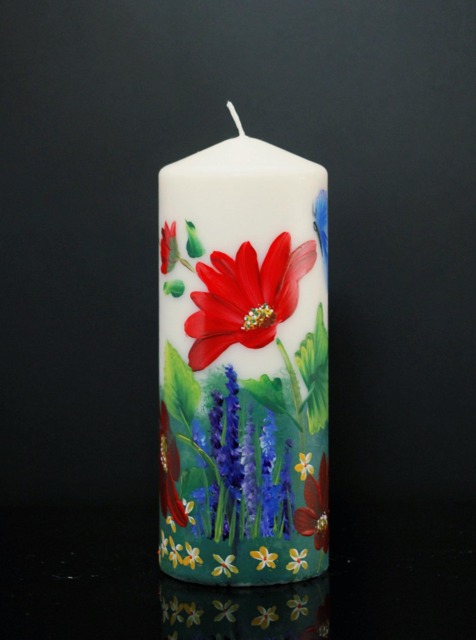 Texas Blue Bonnets Hand Painted Candle, Wildflowers, , Lupins, Lupine - image 1