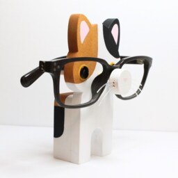 Wood Calico Cat Figure Eyeglass Stand - Custom Ornament Gift - thumbnail 2