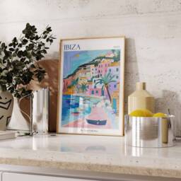 Ibiza Travel Poster Colorful Seaside Art Print - thumbnail 3