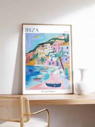 Ibiza Travel Poster Colorful Seaside Art Print - thumbnail 1