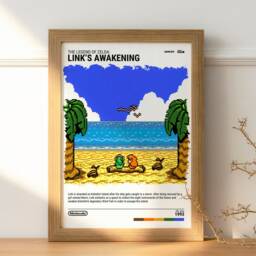The Legend Of Zelda Link's Awakening - 1993 Poster - Video Game Art Print Gaming Gift A5-A4-A3-A2-A1 Unframed Canvas For Frame - thumbnail 2
