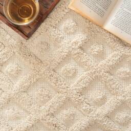 Handmade Cotton Rug Carpet Area Rug , Textured Navy & Off White - Therugbasket - thumbnail 1
