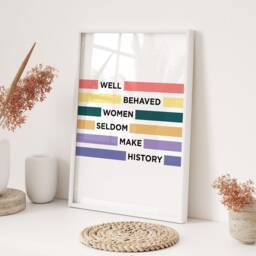 Well Behaved Women Seldom Make History Framed Wall Art Print Living Room Bedroom Home Decor Feminist Quote Gift Modern Text Girl Power - thumbnail 3