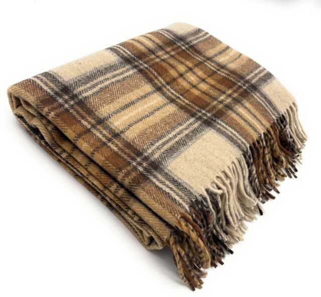 Soft Wool Tartan Blanket - 70x60 Inches Soft, Warm & Timeless Stewart Natural Dress - image 1