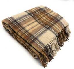Soft Wool Tartan Blanket - 70x60 Inches Soft, Warm & Timeless Stewart Natural Dress - thumbnail 1