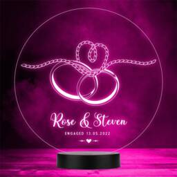 Engagement Rings Rope Tie Personalised Gift Colour Changing Night Light - thumbnail 1