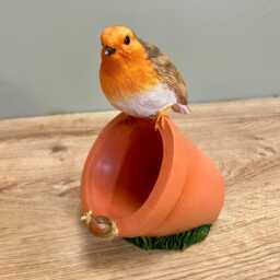Bird Feeder Pot Resin Garden Ornament Outdoor Decoration British Wildlife - thumbnail 2