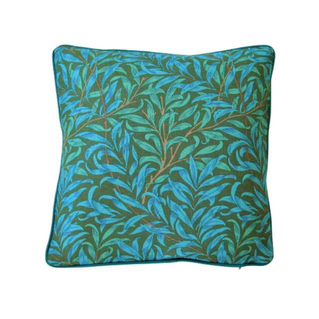 William Morris, . Willow Boughs, Ben Pentreath, Olive & Turquoise Linen Union Cushion, Throw Pillow Cover, Home Decor - image 1