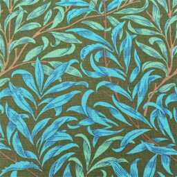 William Morris, . Willow Boughs, Ben Pentreath, Olive & Turquoise Linen Union Cushion, Throw Pillow Cover, Home Decor - thumbnail 3