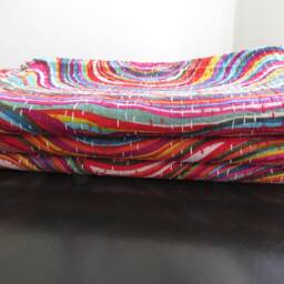 Reversible Cotton Kantha Quilt, Twin/Queen/King Indian Bedspread - thumbnail 4