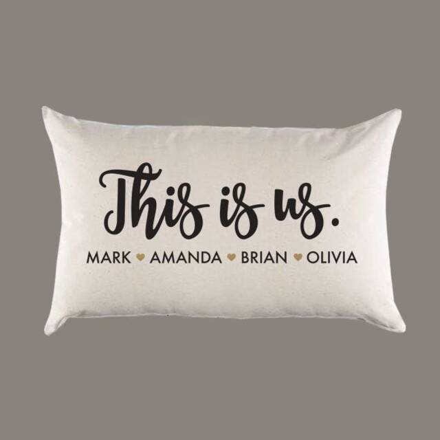 This Is Us Family Names Personalized Custom Canvas Pillow Or Cover - Throw Home Decor -Gift Lumbar Farmhouse - image 1