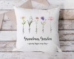 Personalized Grandma's Garden Cushion Custom Flower Cover - thumbnail 1