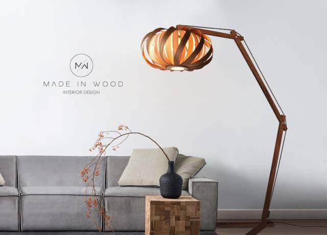 Floor Lamp From Wood - Sapele - Redwood. Modern Arch Design Lamp - image 1