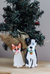 Custom Pet Christmas Ornament Handmade Clay Cat Or Dog Decoration