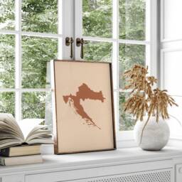 Croatia Map Boho Wall Art Print Mid Century Travel Poster - thumbnail 2