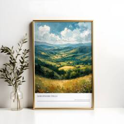 Shropshire Hills Travel Poster English Countryside Landscape Art - thumbnail 2