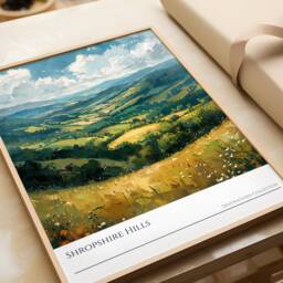 Shropshire Hills Travel Poster English Countryside Landscape Art - thumbnail 3