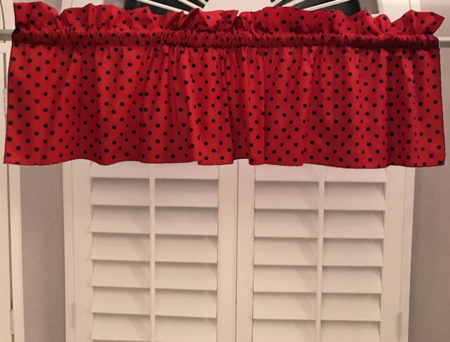 Small Polka Dots Cotton Window Valance Curtain Top/Treatment Kitchen Bedroom Classroom Diner Rv Home D??cor - image 1