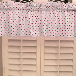 Small Polka Dots Cotton Window Valance Curtain Top/Treatment Kitchen Bedroom Classroom Diner Rv Home D??cor - thumbnail 2