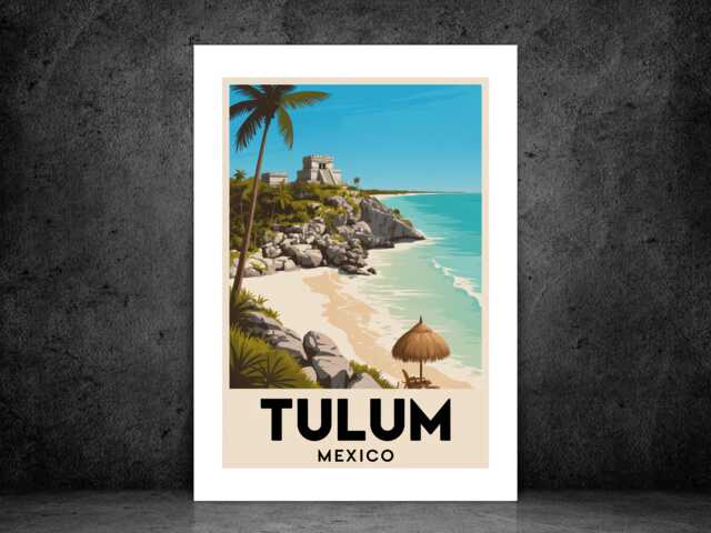 Tulum Mexico Travel Poster - Vintage Wall Print Scenic Coastal Landscape Art Destination A5 A4 A3 Framed Or Unframed - image 1